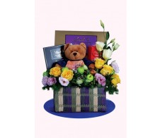 Bear Chocolate With Flower Arrangement